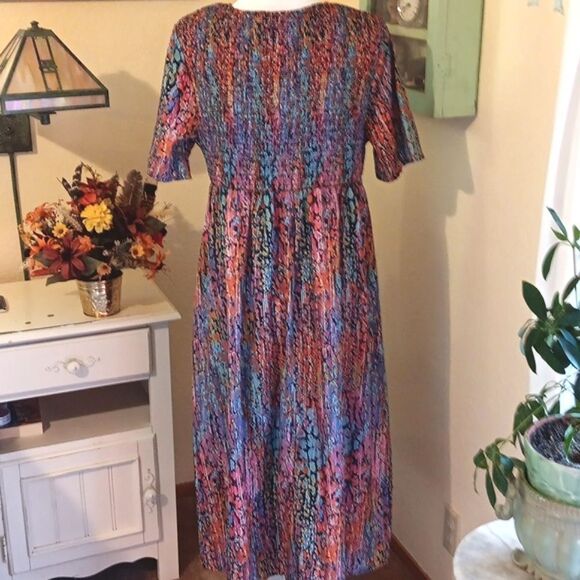 NWT Made With ❤️  Shirred Bodice . Bohemian,   Colorful, Watercolor - Picture 6 of 10